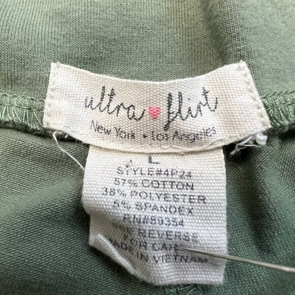 Ultra Flirt Womens Leggings Pants Green Mid Rise Stretch Cotton Blend Large - Picture 10 of 10